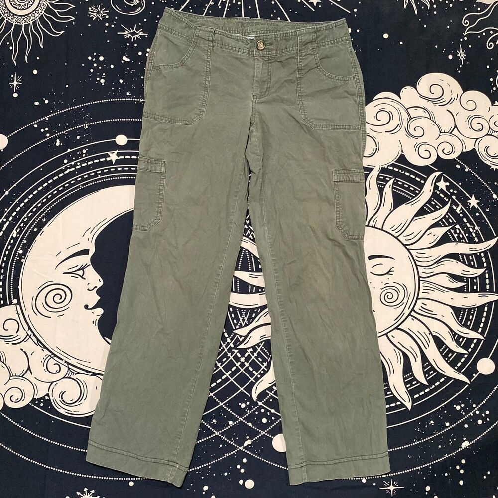 Dockers Cargo Pant Women's 8 Green Cotton Straight Leg Workwear Utility Stretch